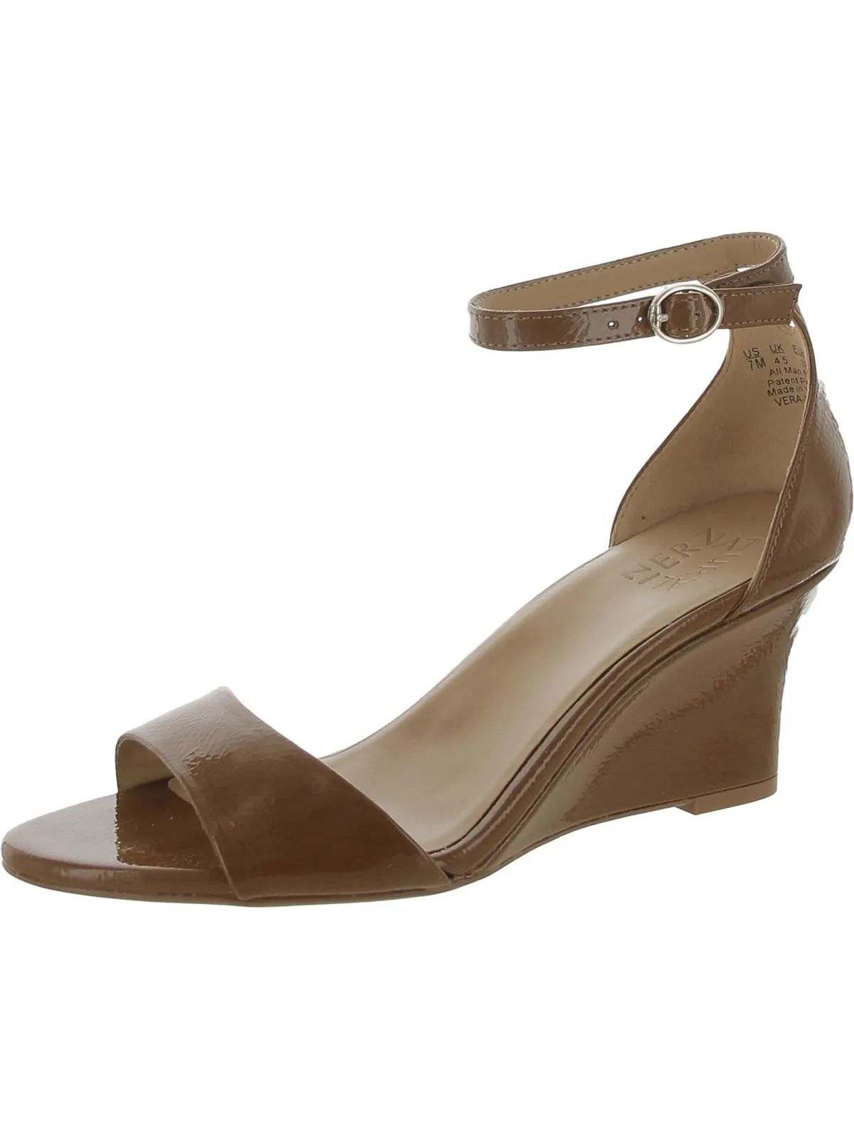 Vera Womens Patent Ankle Strap Wedge Sandals