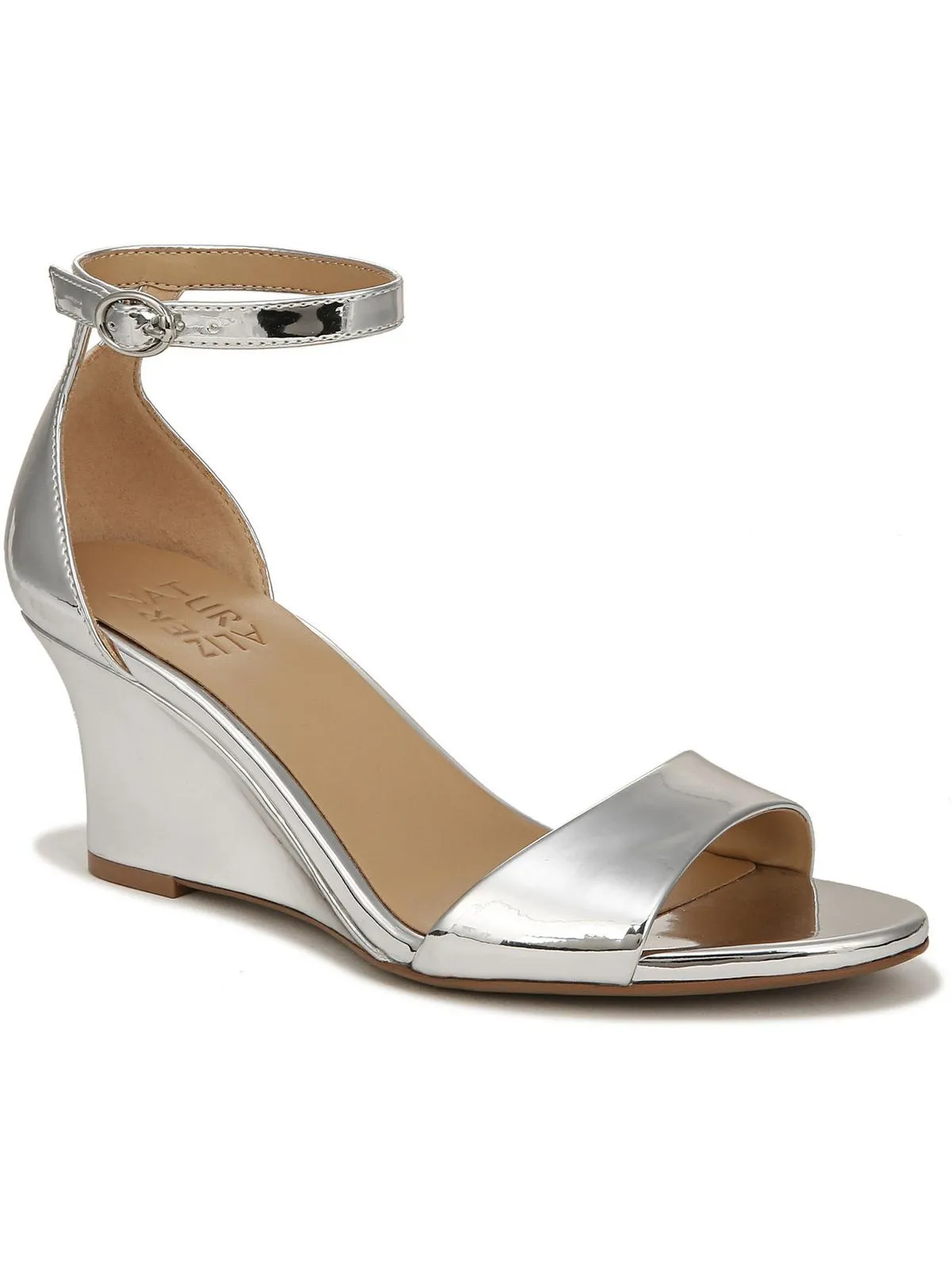 Vera Womens Patent Ankle Strap Wedge Sandals