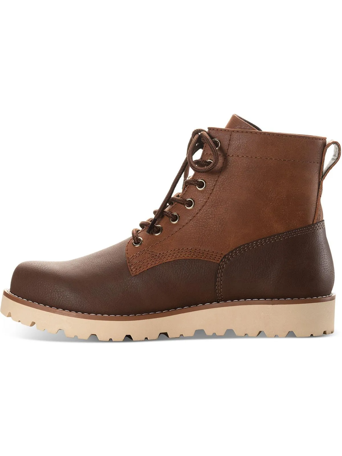 Wilder Mens Faux Leather Lug Sole Combat & Lace-up Boots