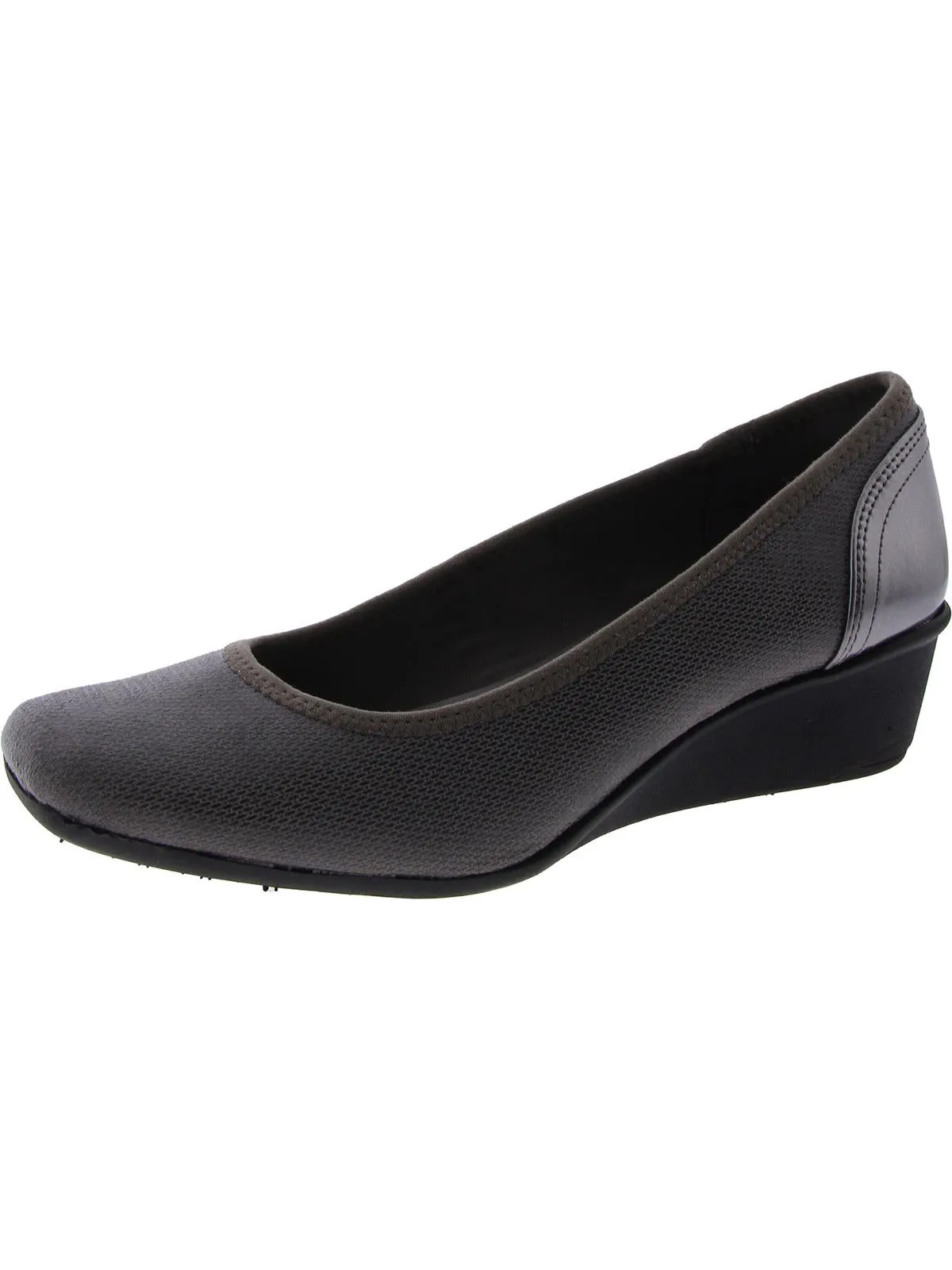 Wisher 2 Womens Patent Trim Slip On Wedge Heels