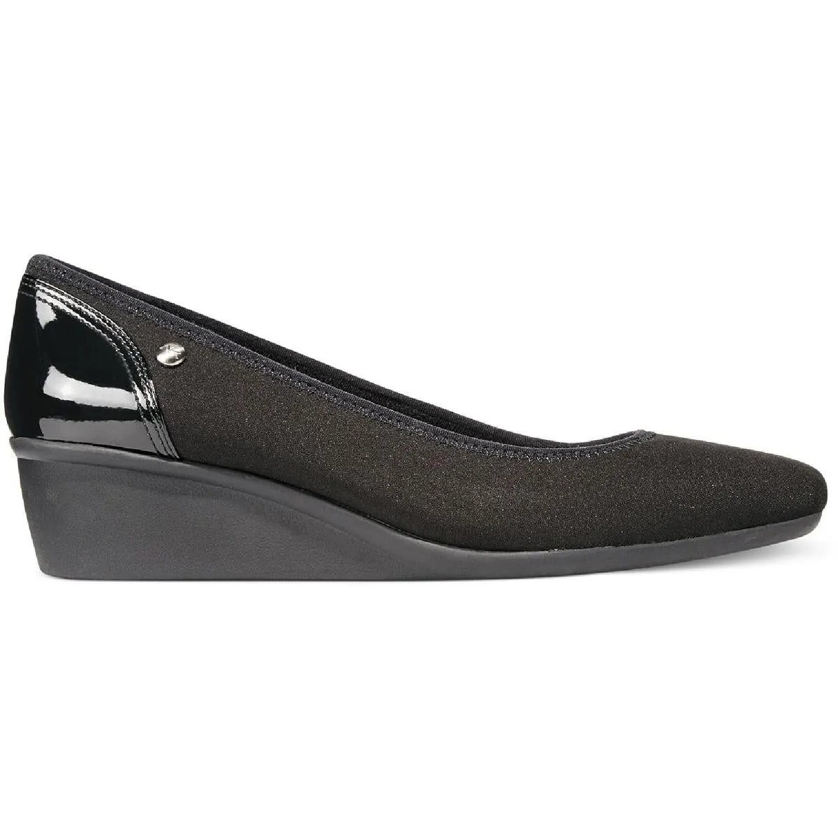 Wisher 2 Womens Patent Trim Slip On Wedge Heels