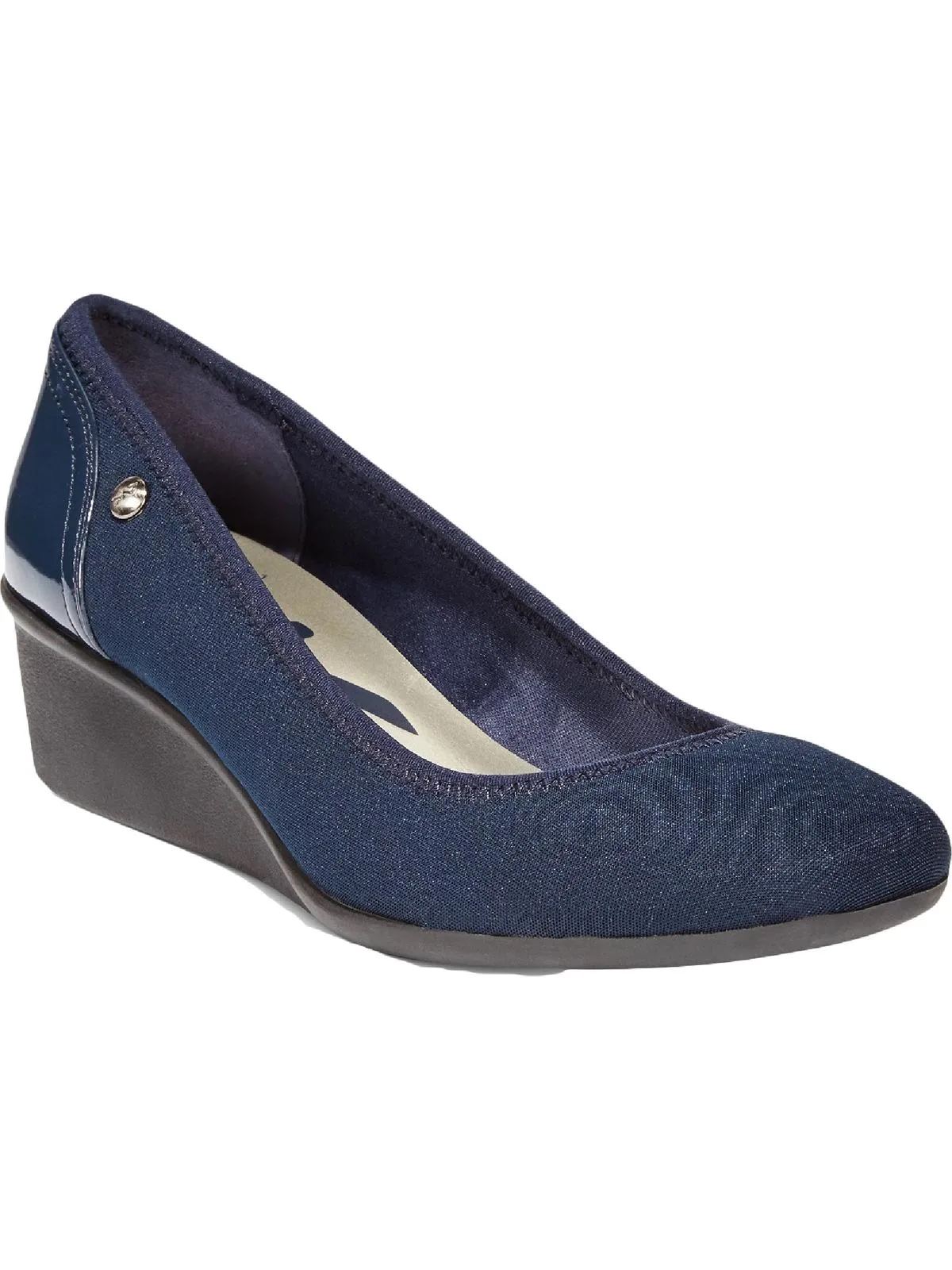 Wisher 2 Womens Patent Trim Slip On Wedge Heels