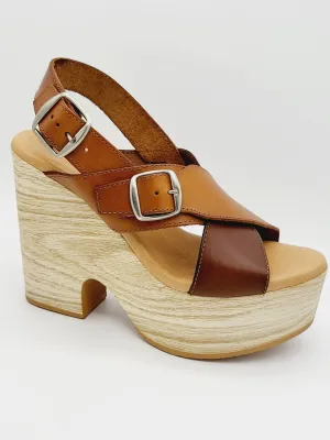 Women Mae Platform Wedge Heels In Brown Combo