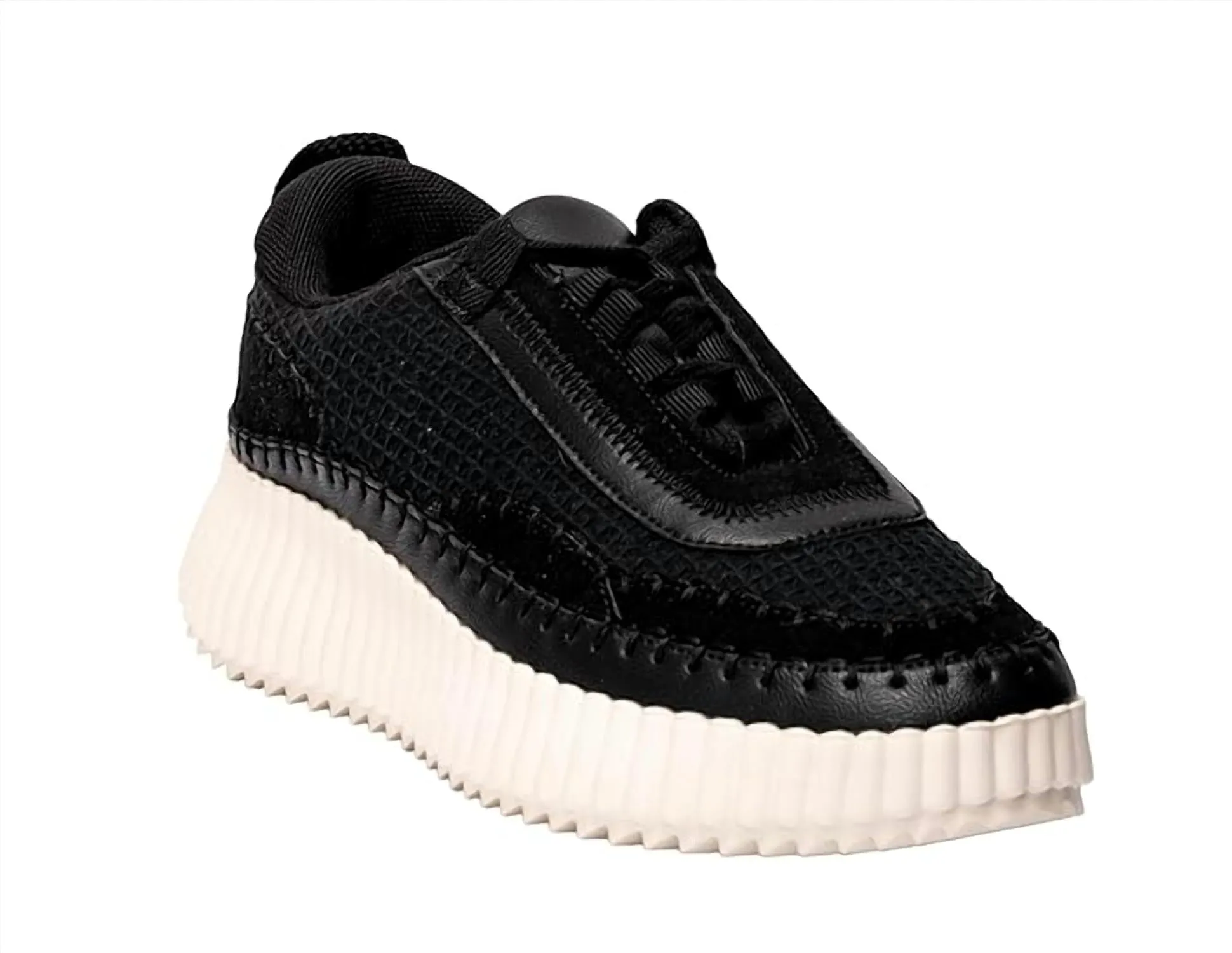 Women's Adventure Waffle Weave Fabric Sneaker In Black