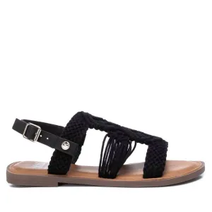 Women's Braided Strap Flat Sandals In Black