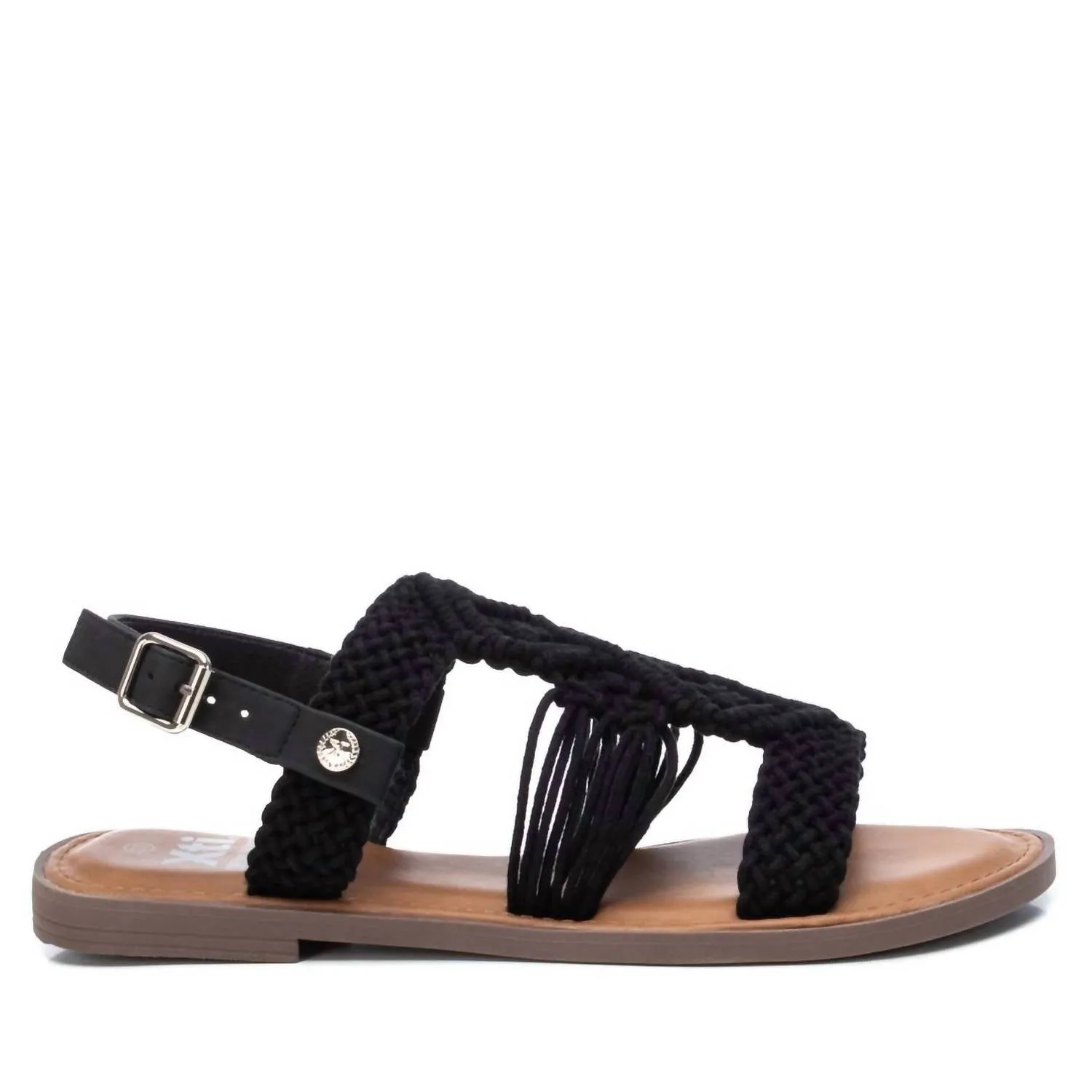 Women's Braided Strap Flat Sandals In Black
