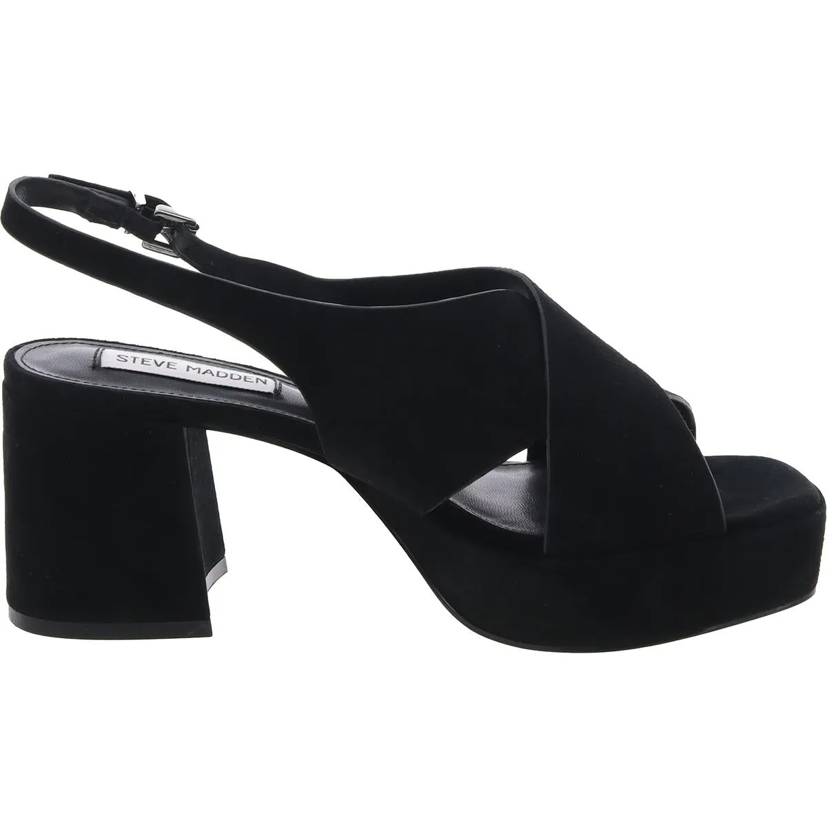 Womens Buckle Leather Slingback Heels