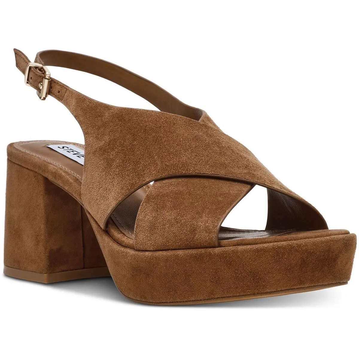 Womens Buckle Leather Slingback Heels