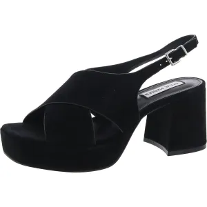Womens Buckle Leather Slingback Heels