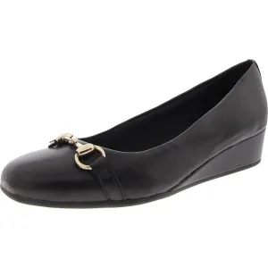Womens Buckle Leather Wedge Heels