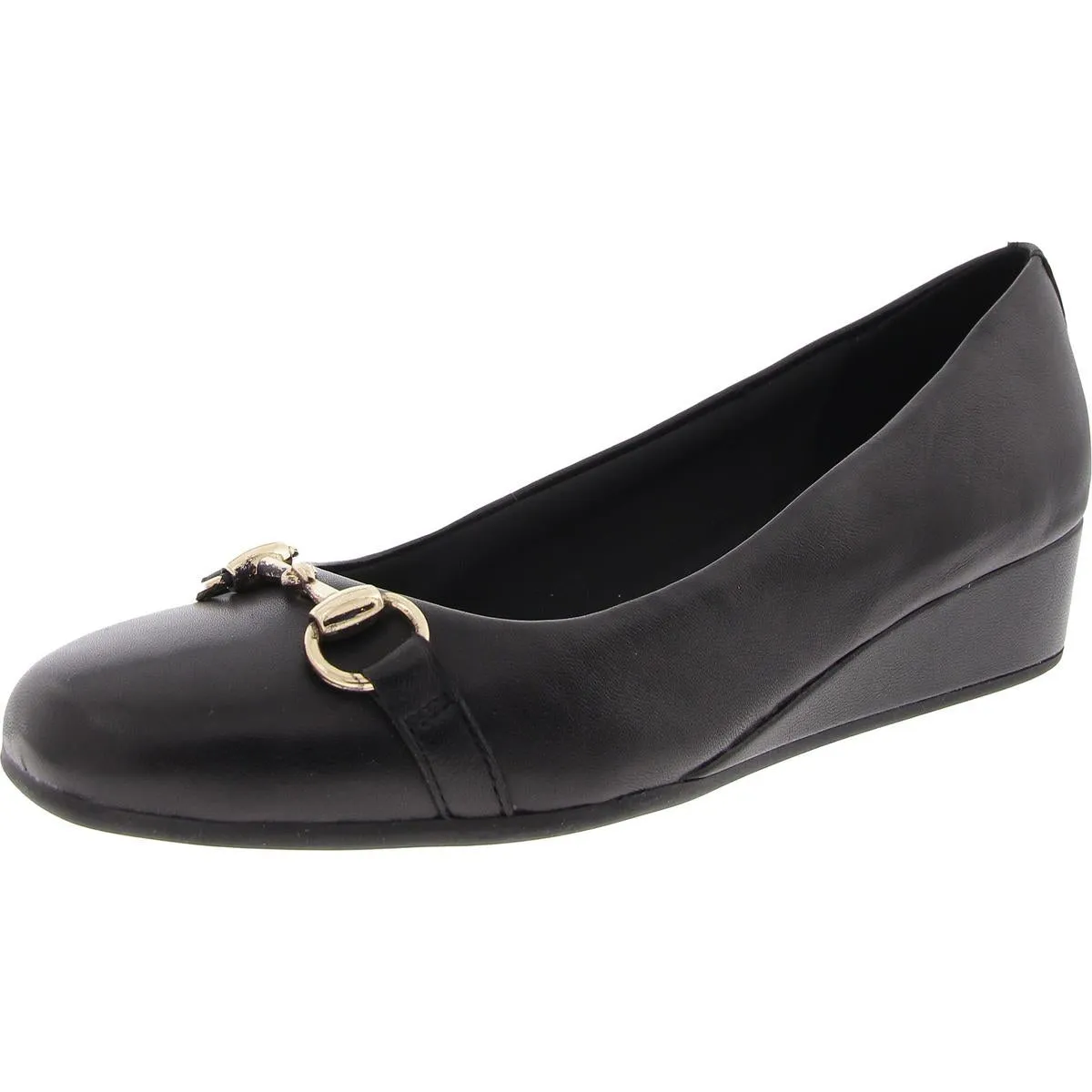 Womens Buckle Leather Wedge Heels