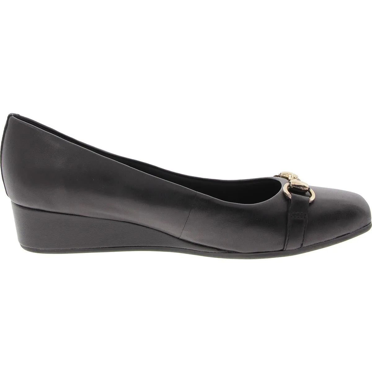 Womens Buckle Leather Wedge Heels