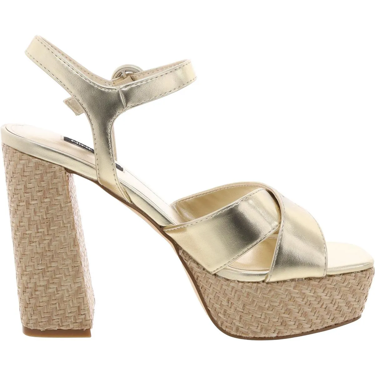 Womens Buckle Manmade Platform Heels