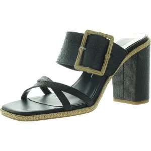 Womens Buckle Woven Espadrille Heels