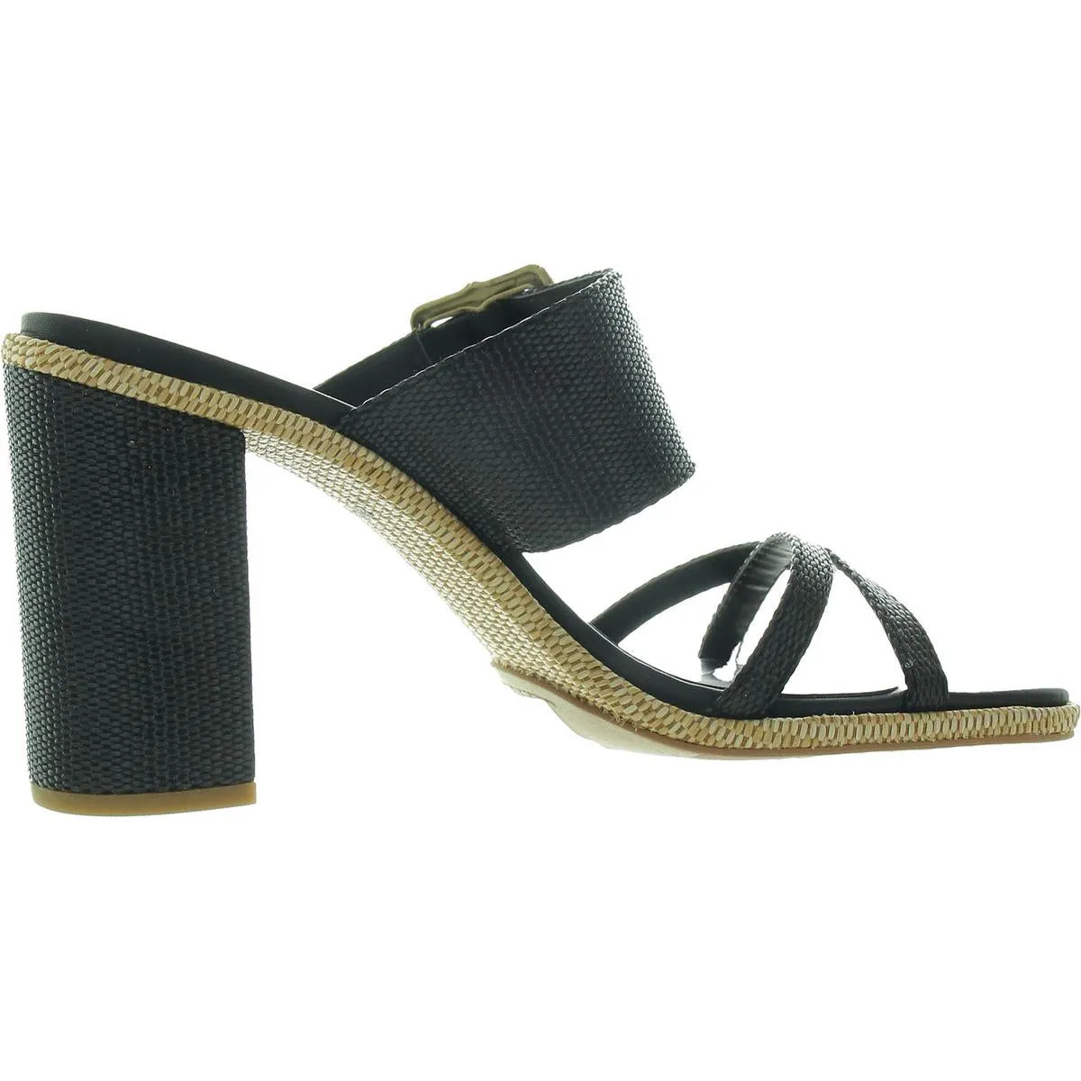 Womens Buckle Woven Espadrille Heels