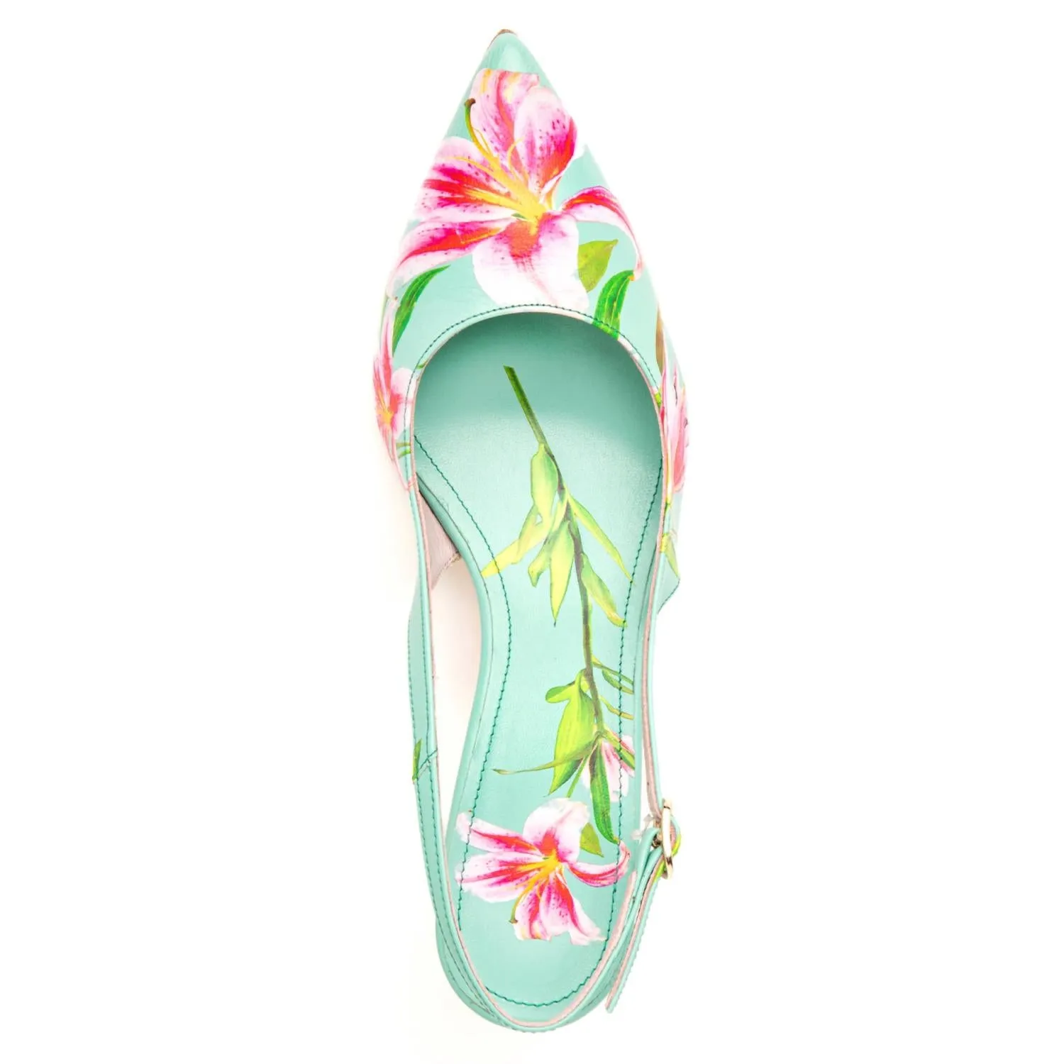 Women's Cancun Floral Printed Leather Slingback In Green