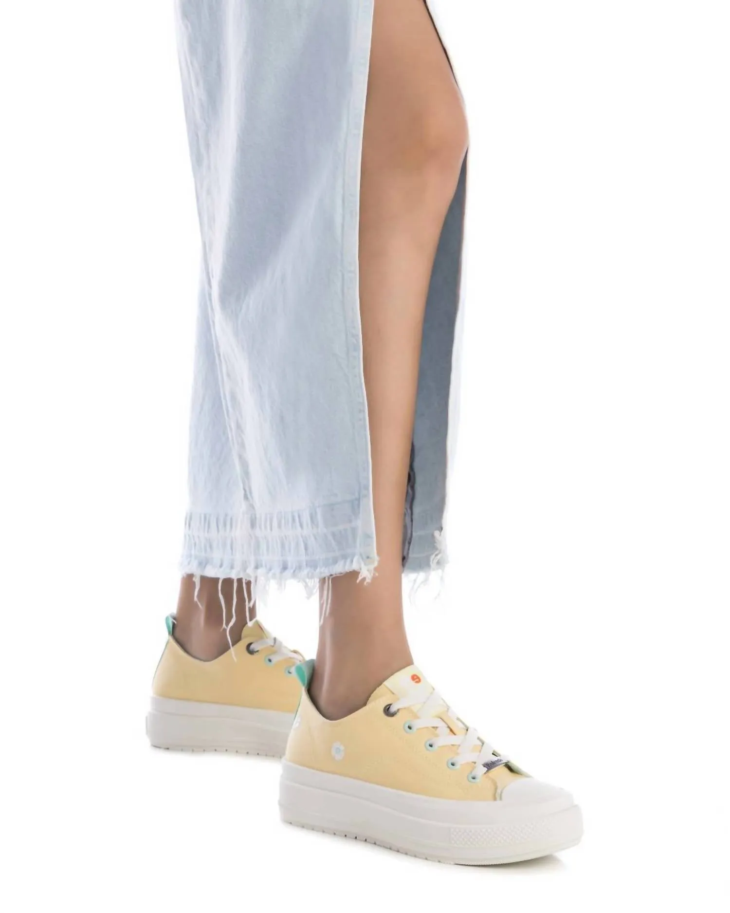Women's Canvas Platform Sneakers In Yellow