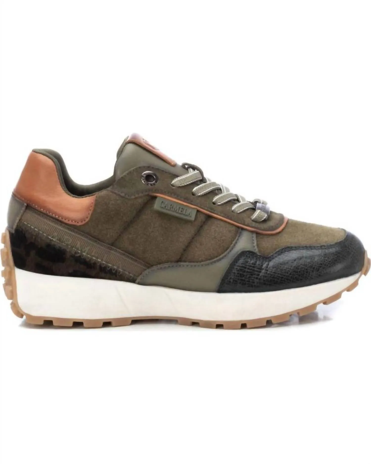 Women's Casual Leather Sneakers In Khaki