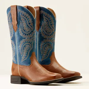 Women's Cattle Caite Stretchfit Western Boot In Peanut/blue