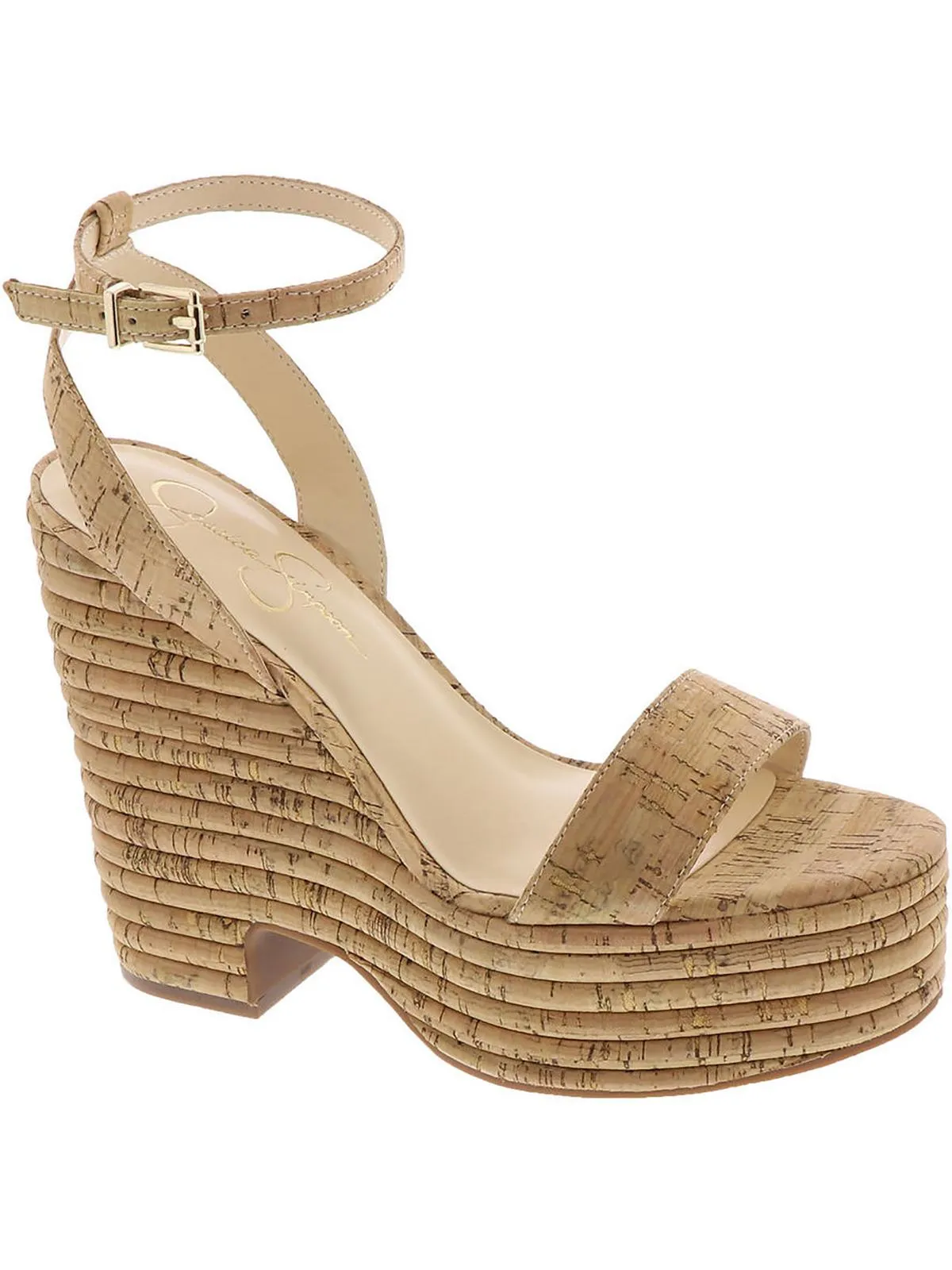 Womens Cork Ankle Strap Wedge Sandals