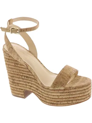 Womens Cork Ankle Strap Wedge Sandals