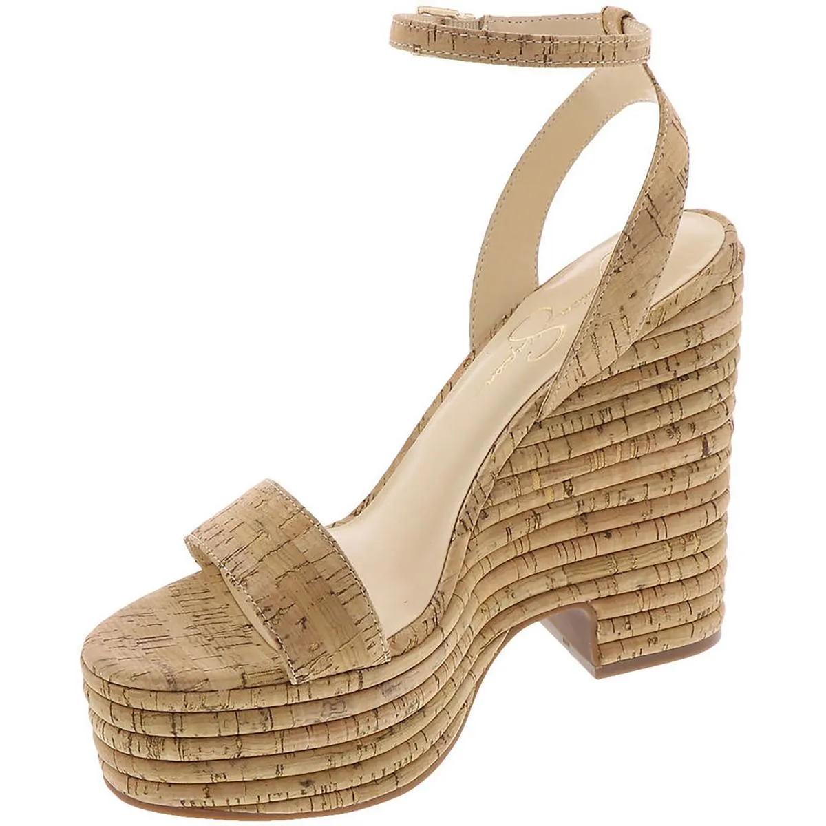 Womens Cork Ankle Strap Wedge Sandals