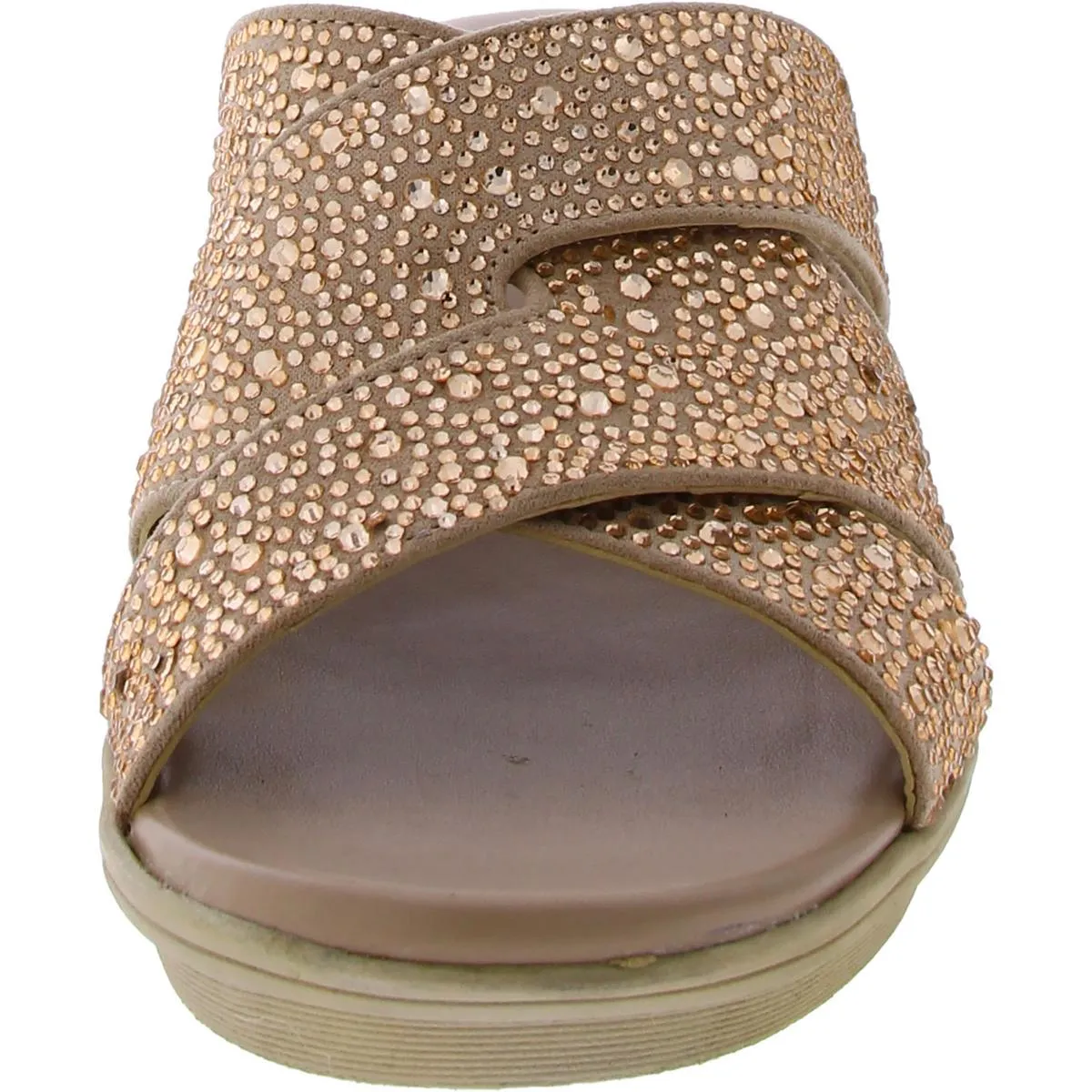 Womens Embellished Slide Wedge Sandals