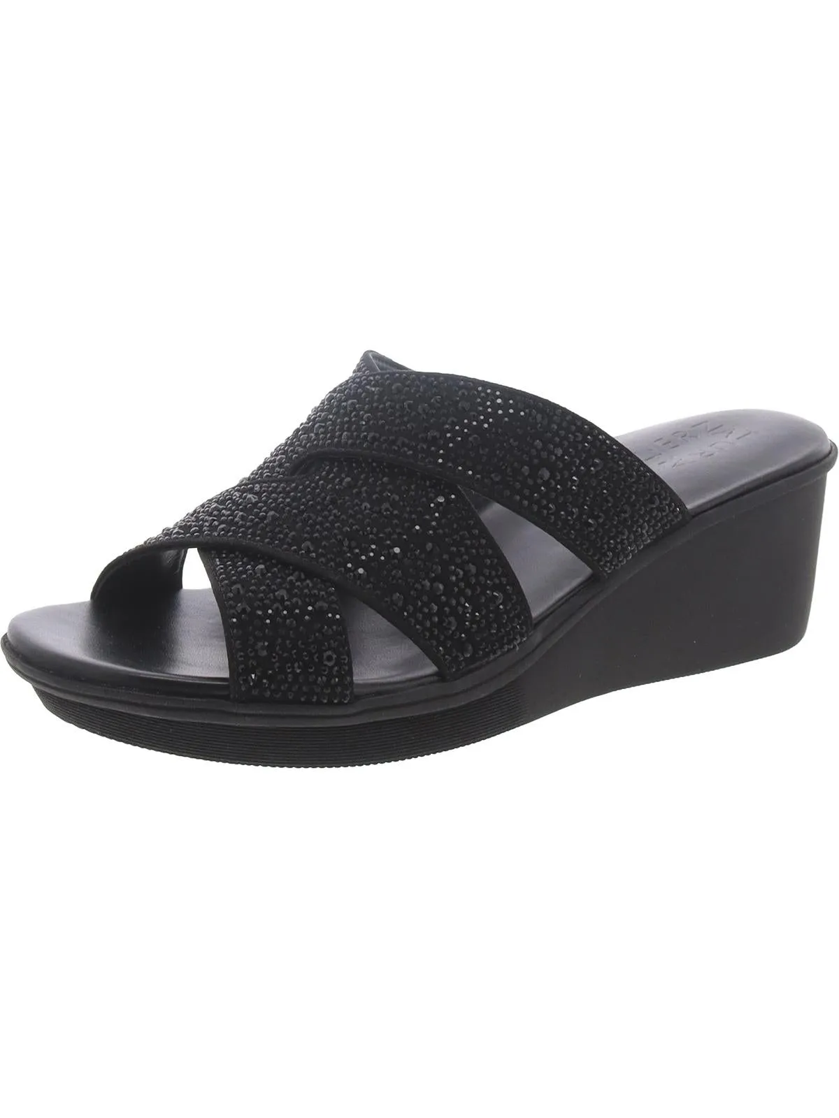 Womens Embellished Slide Wedge Sandals