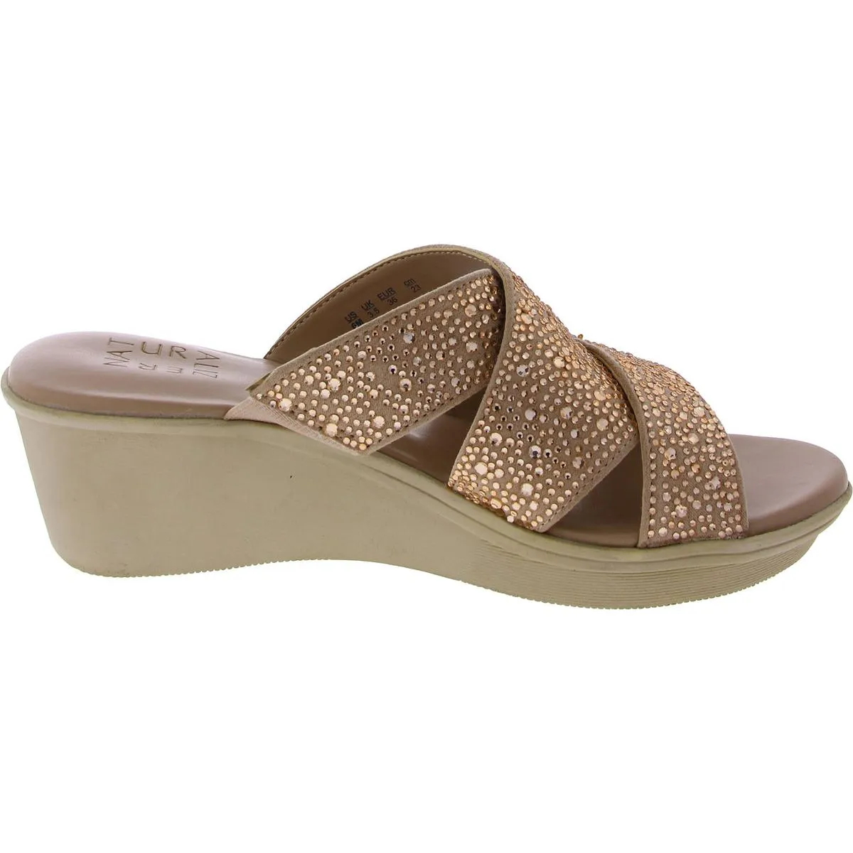 Womens Embellished Slide Wedge Sandals