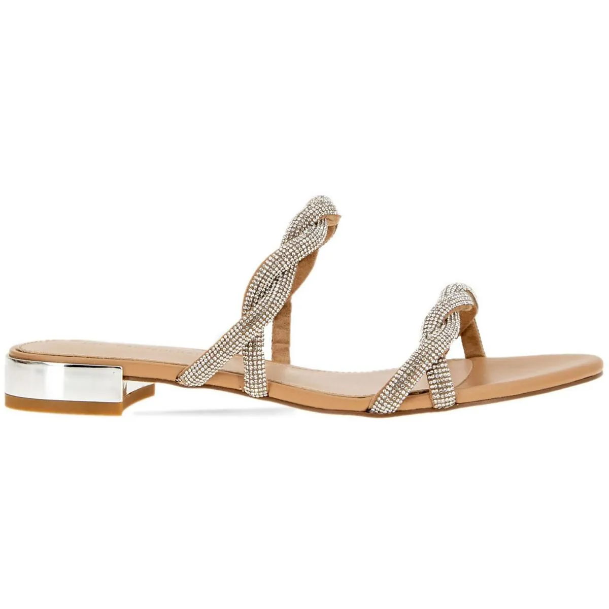 Womens Embellished Slip On Slide Sandals