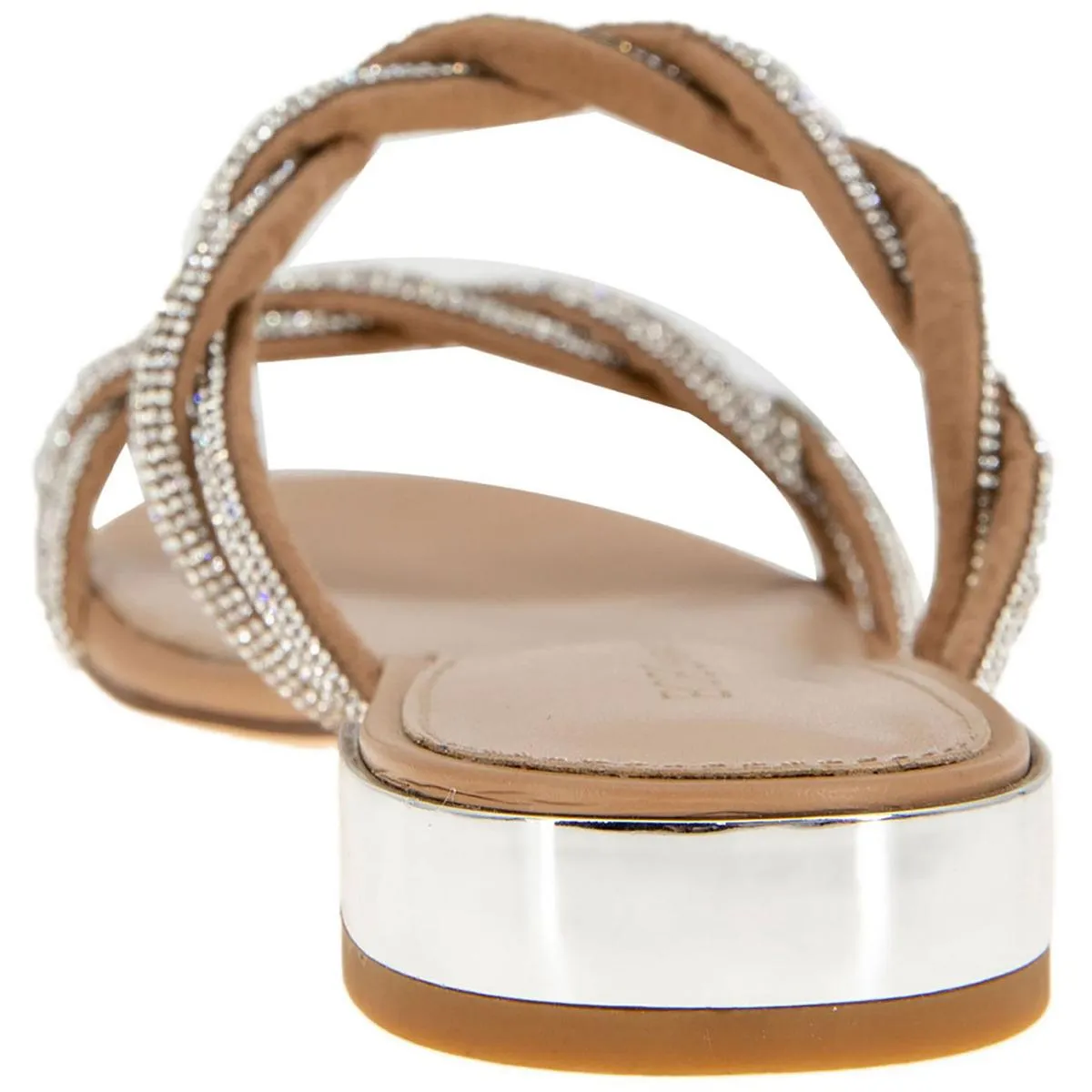 Womens Embellished Slip On Slide Sandals