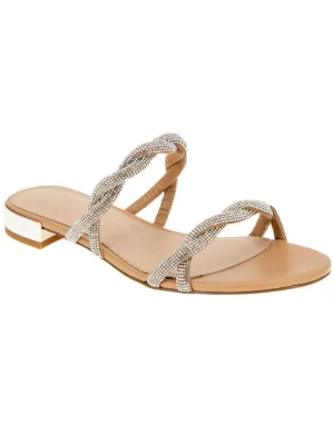 Womens Embellished Slip On Slide Sandals