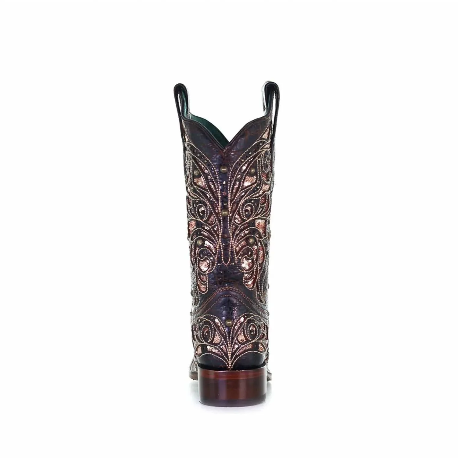 Women's Embroidered With Studs Honey Square Toe Boots In Black/multi