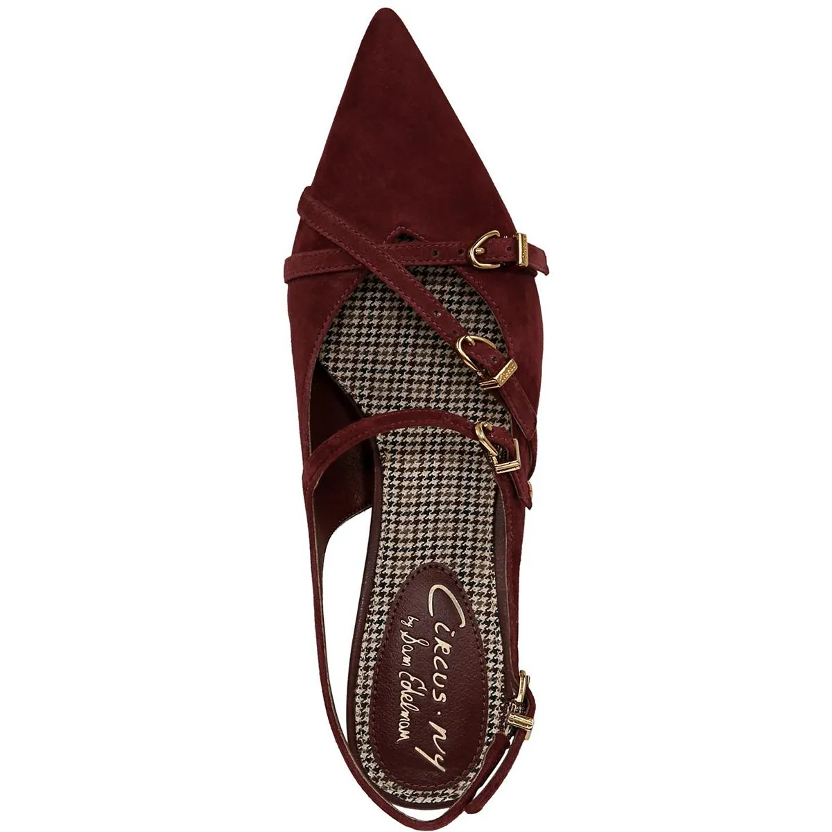 Womens Faux Leather Pointed Toe Slingback Heels