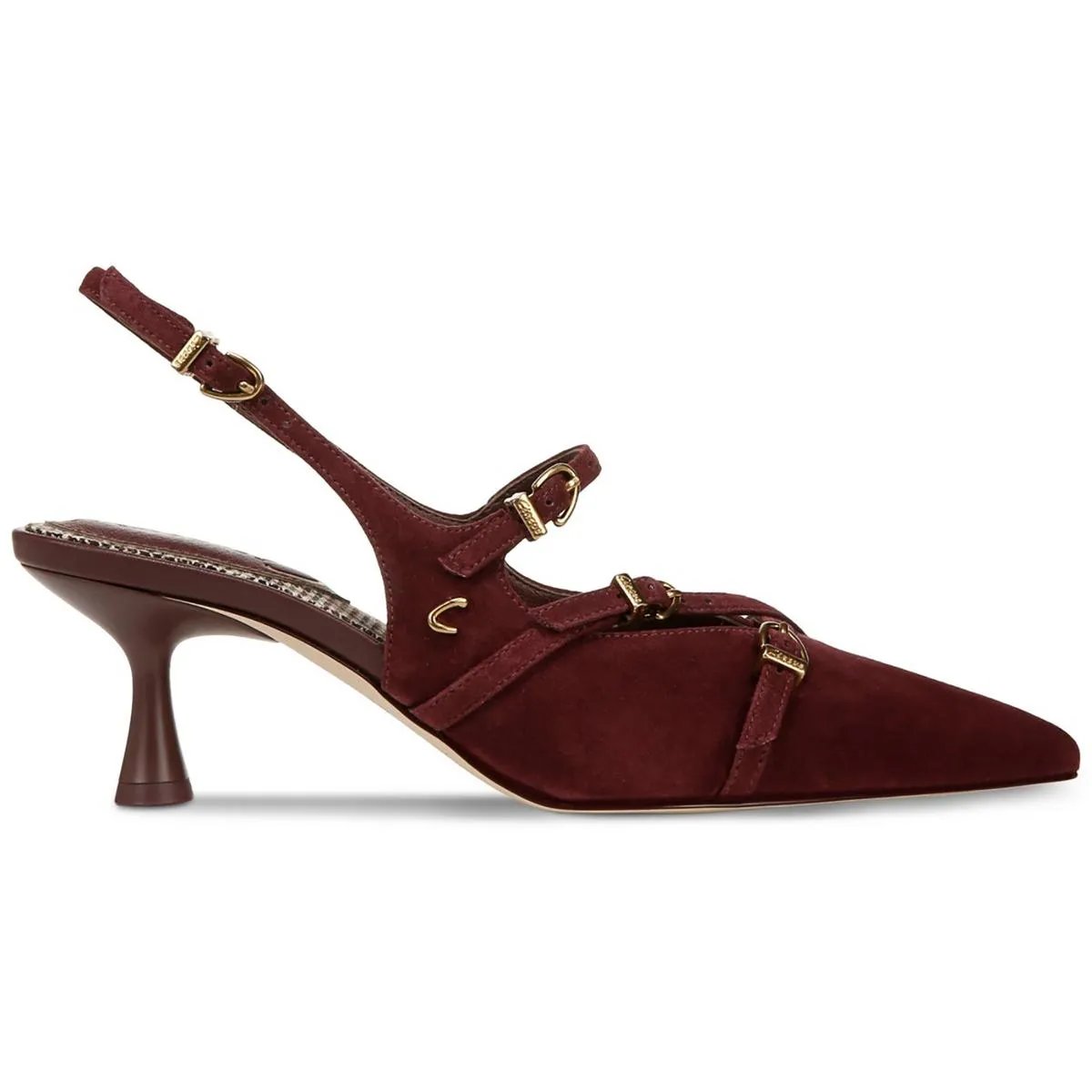 Womens Faux Leather Pointed Toe Slingback Heels