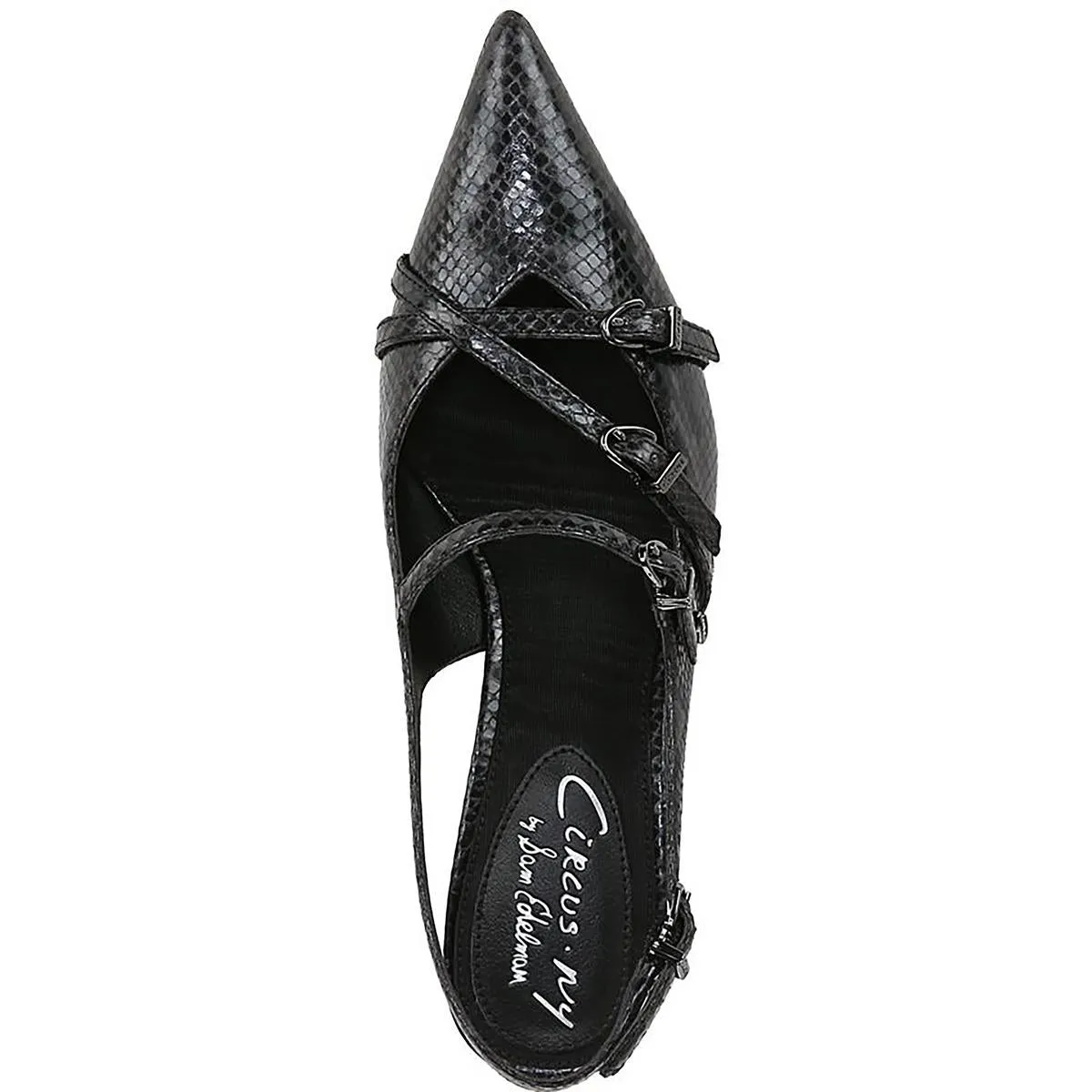 Womens Faux Leather Pointed Toe Slingback Heels
