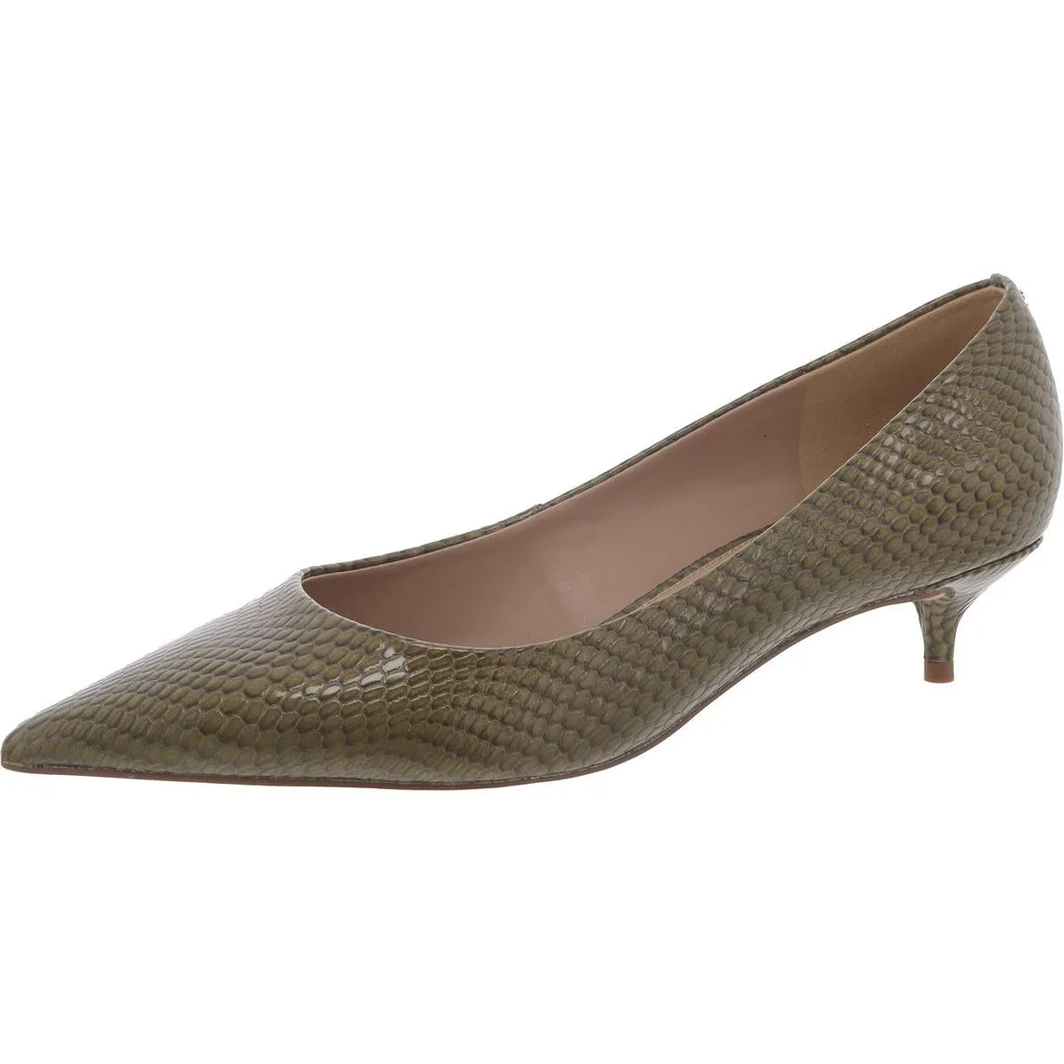 Womens Faux Leather Slip-On Kitten Heels