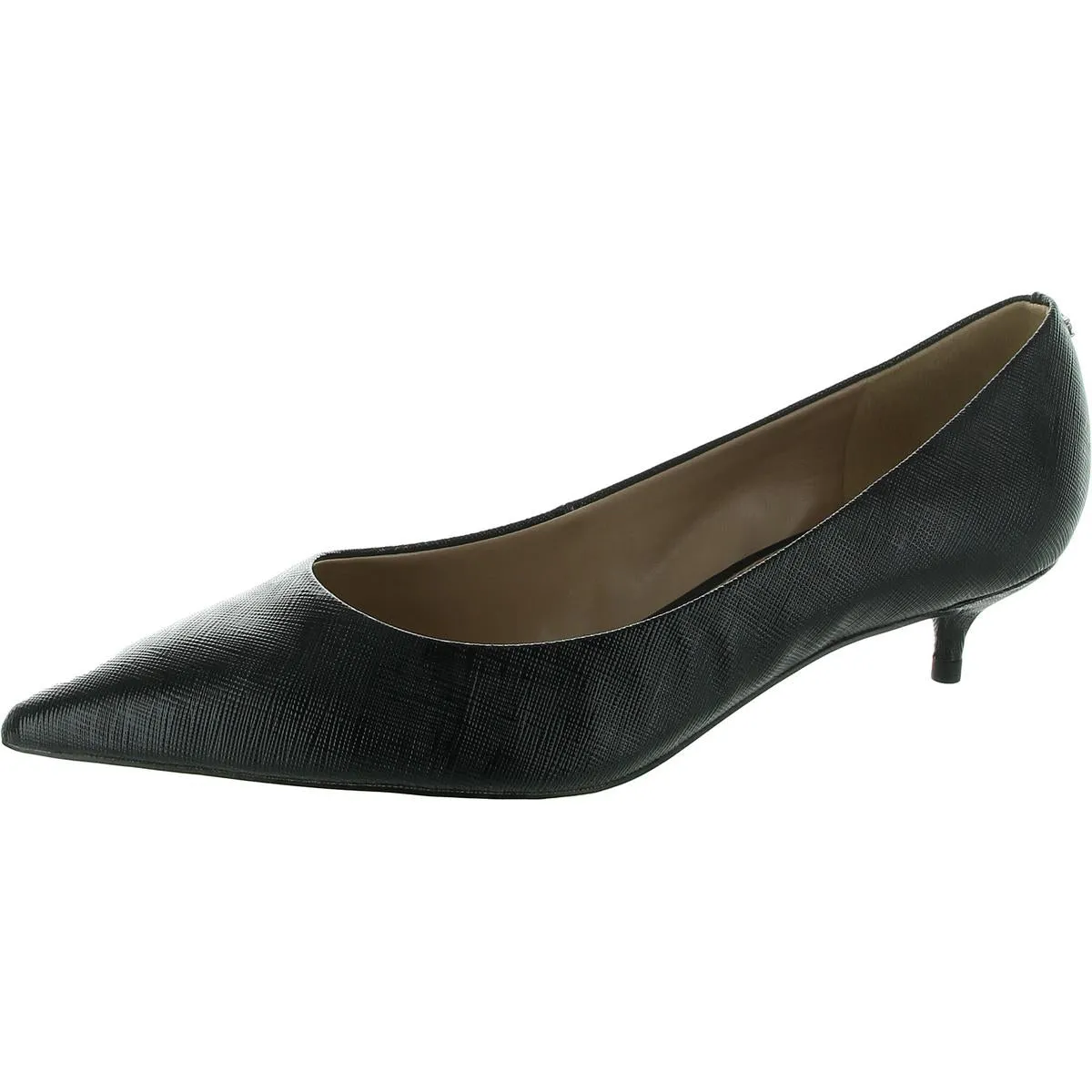 Womens Faux Leather Slip-On Kitten Heels
