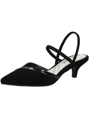 Womens Faux Leather Strappy Kitten Heels
