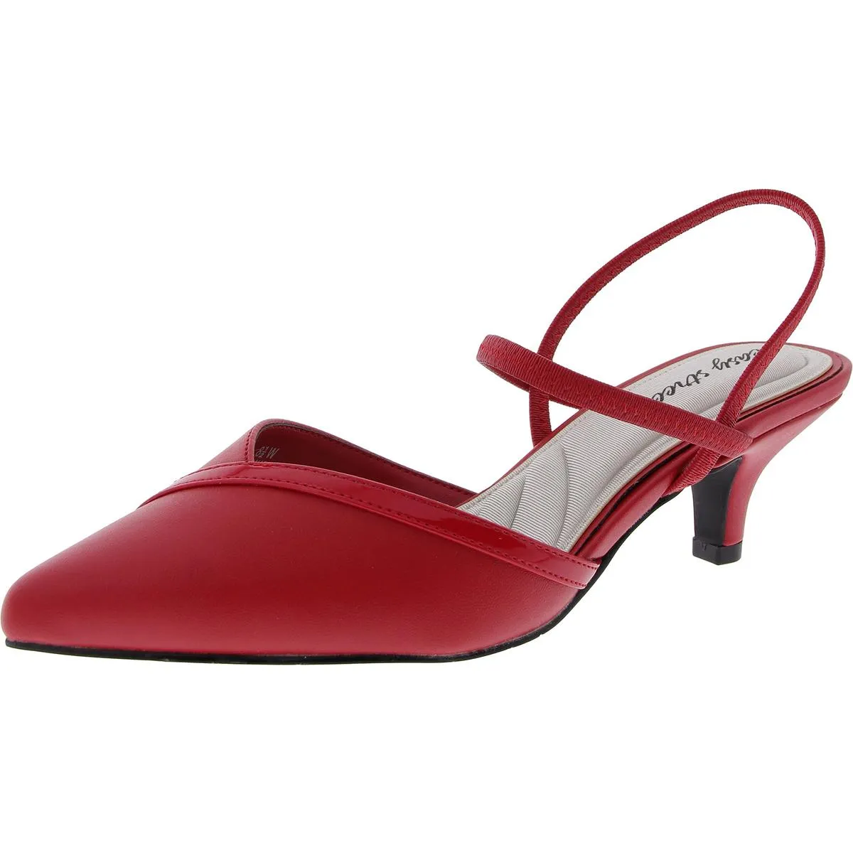 Womens Faux Leather Strappy Kitten Heels