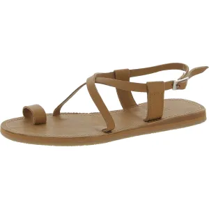 Womens Faux Leather Thong Slingback Sandals