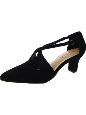 Womens Faux Suede Ankle Strap Pumps