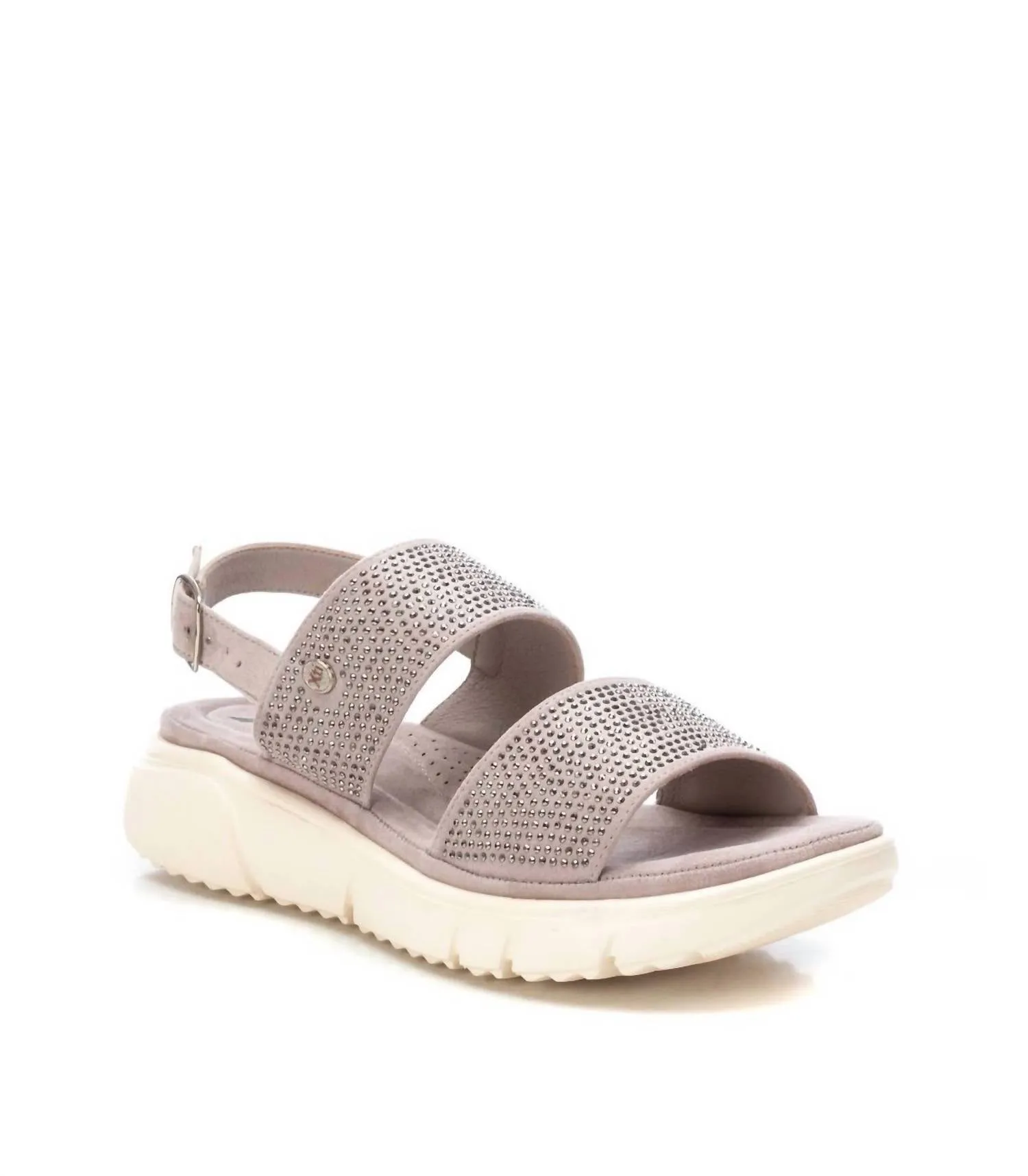 Women's Flat Suede Sandals In Open Grey