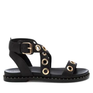 Women's Gladiator Sandal With Eyelet Detail In Black