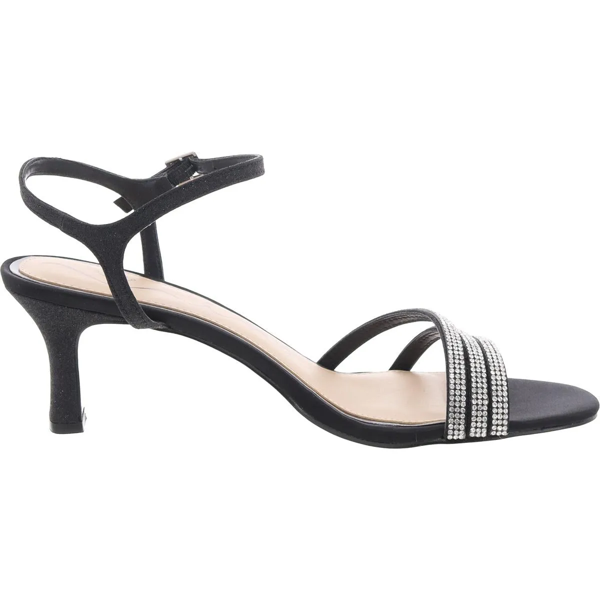Womens Glitter Satin Ankle Strap