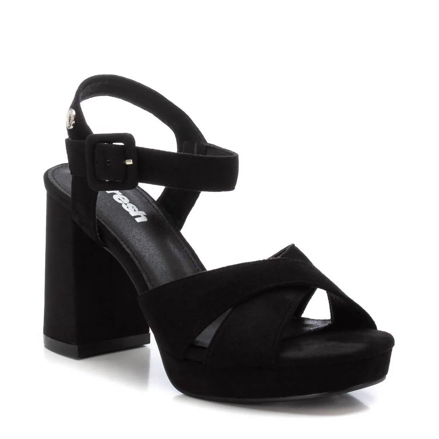 Women's Heeled Leather Sandals In Black