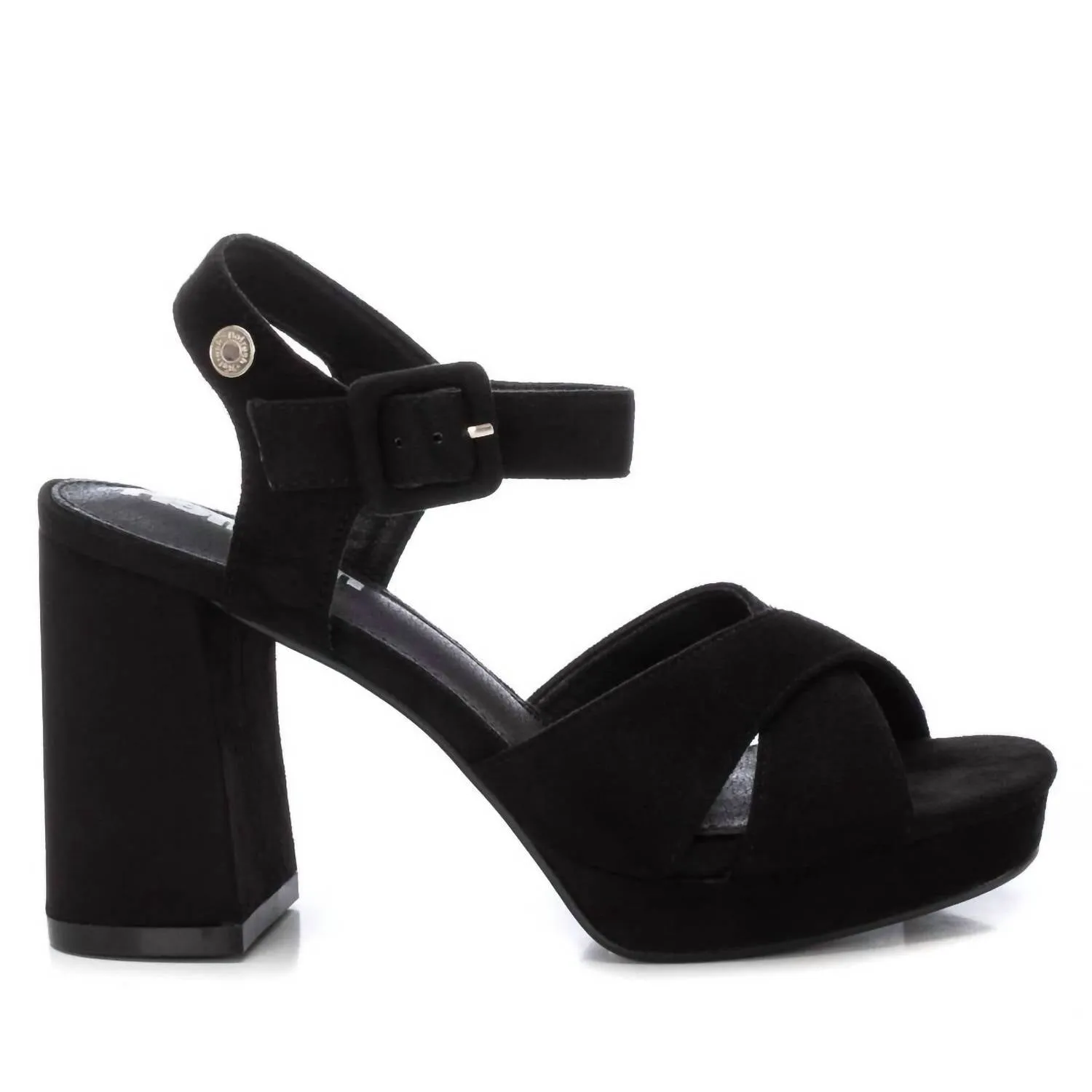 Women's Heeled Leather Sandals In Black