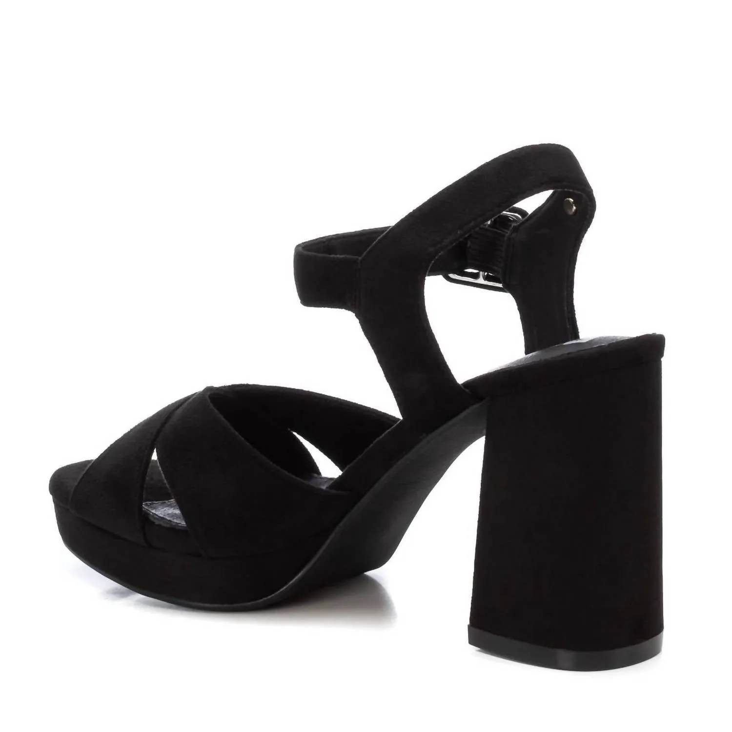 Women's Heeled Leather Sandals In Black