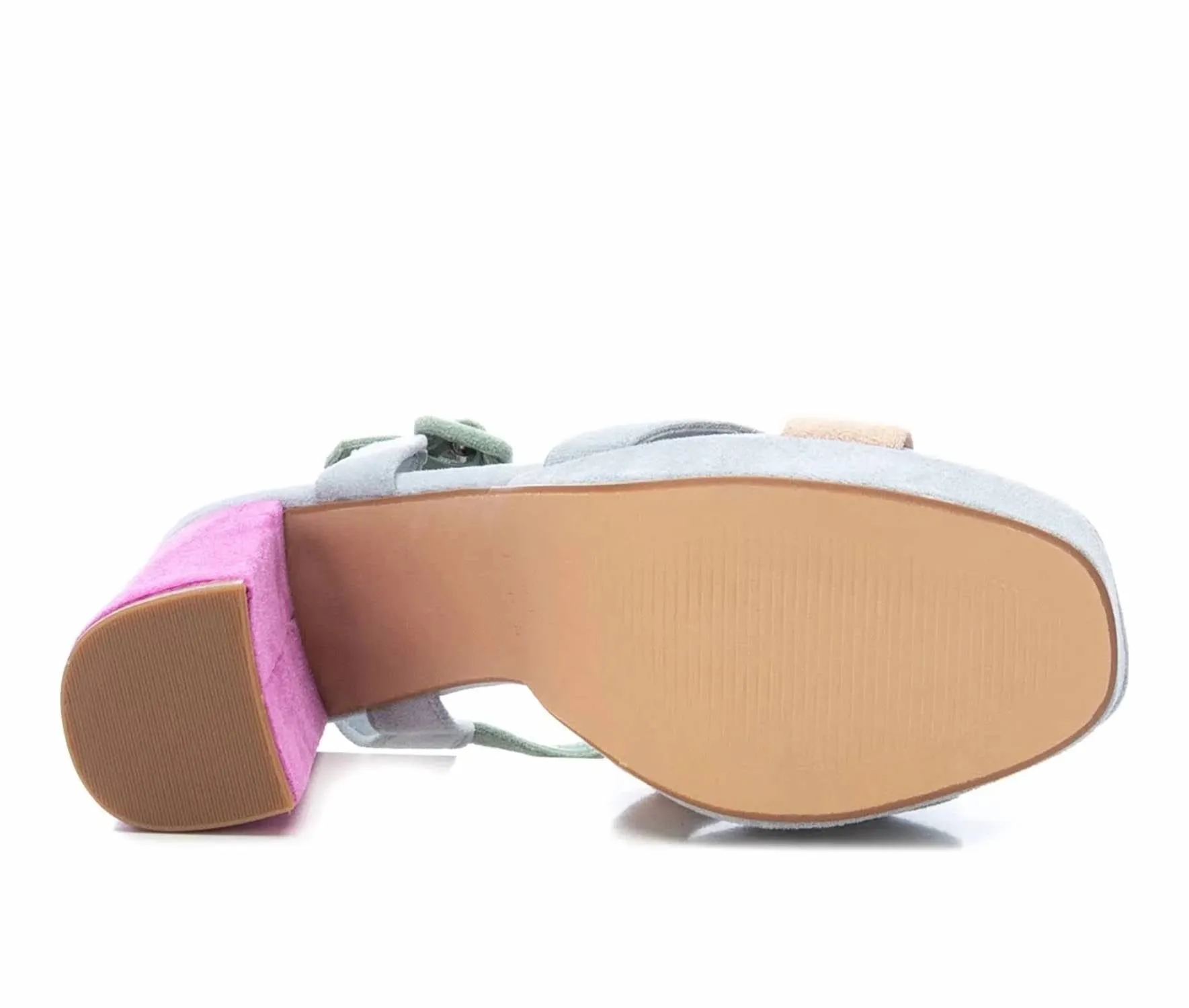Women's Heeled Suede Sandals In Multicolor