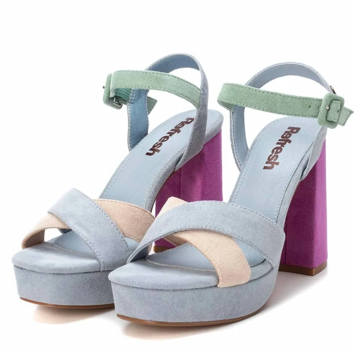 Women's Heeled Suede Sandals In Multicolor